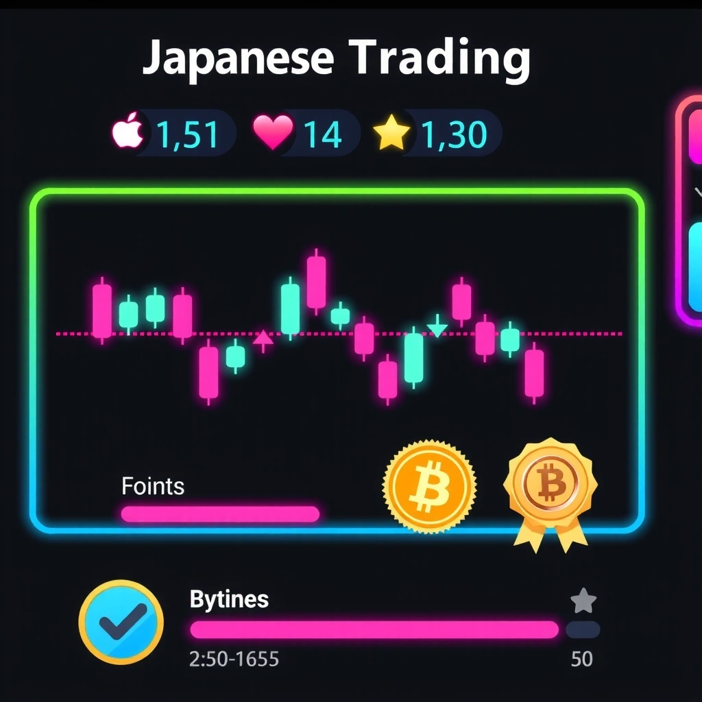 Interfaz de trading gamificado con elementos de videojuego